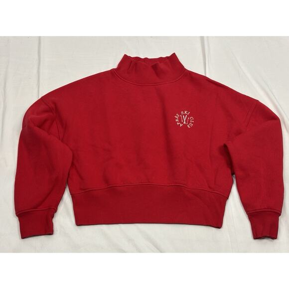 Wild Fable Mock Turtleneck Crop Sweatshirt Embroidered Apres Ski Club Women's S - Picture 1 of 7
